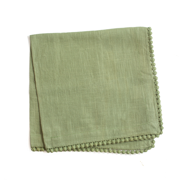 napkin | green lace trimmed | set of 4