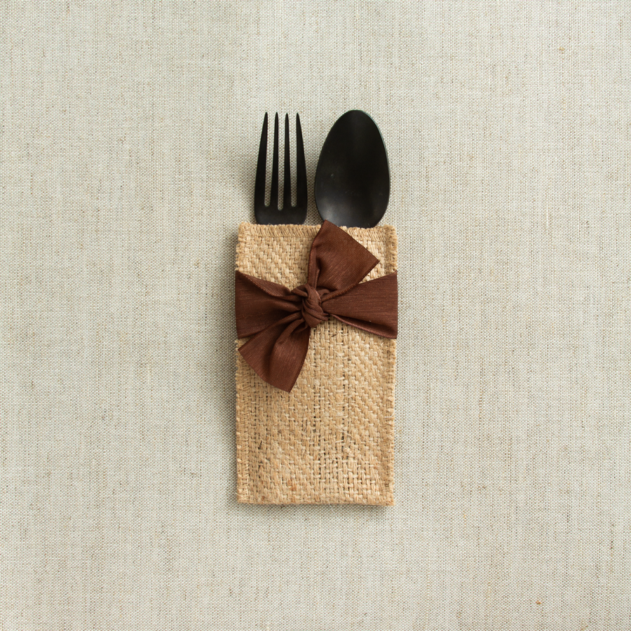 hand-tied ribbon | brown | set of 8