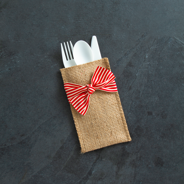 hand-tied ribbon | red & cream | set of 8