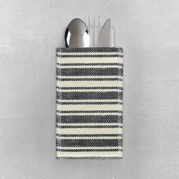 everyday | black cotton stripe | set of 8