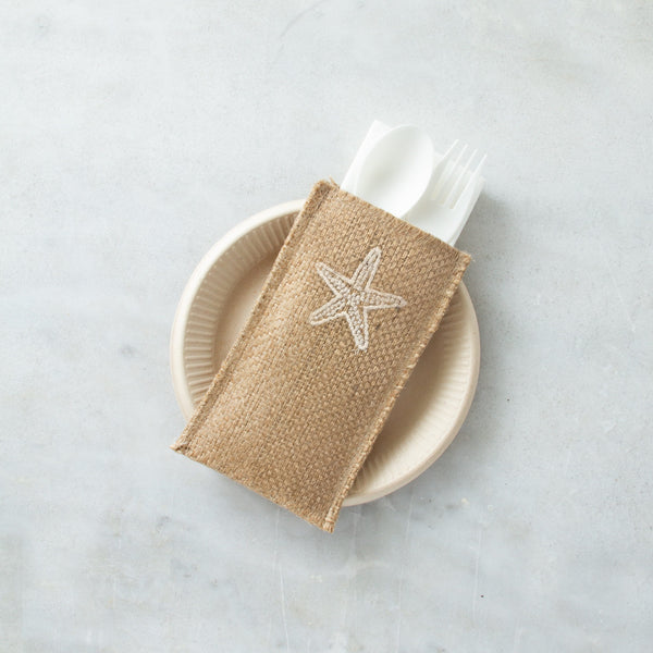 coastal | embroidered starfish | set of 8