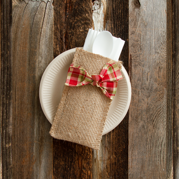 hand-tied ribbon | holiday plaid | set of 8